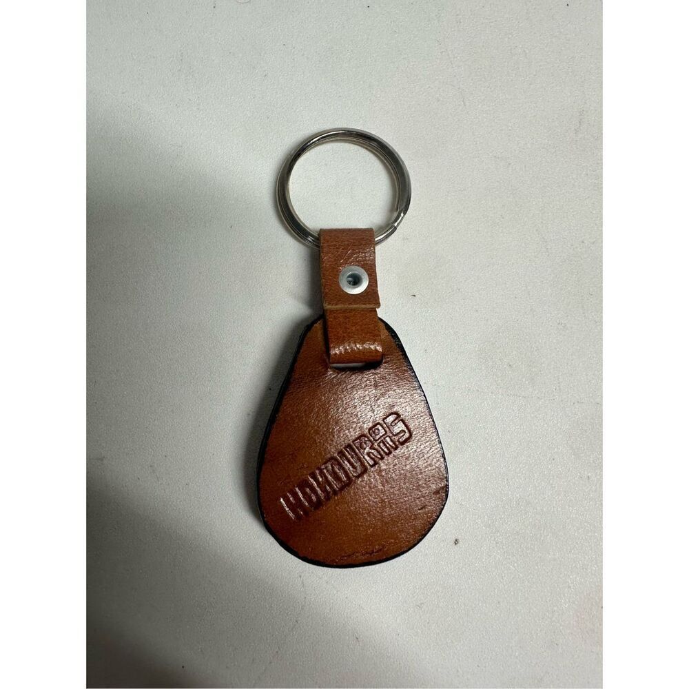 Rare Vintage Honduras Leather Auto Car Dealer Keychain Key Ring